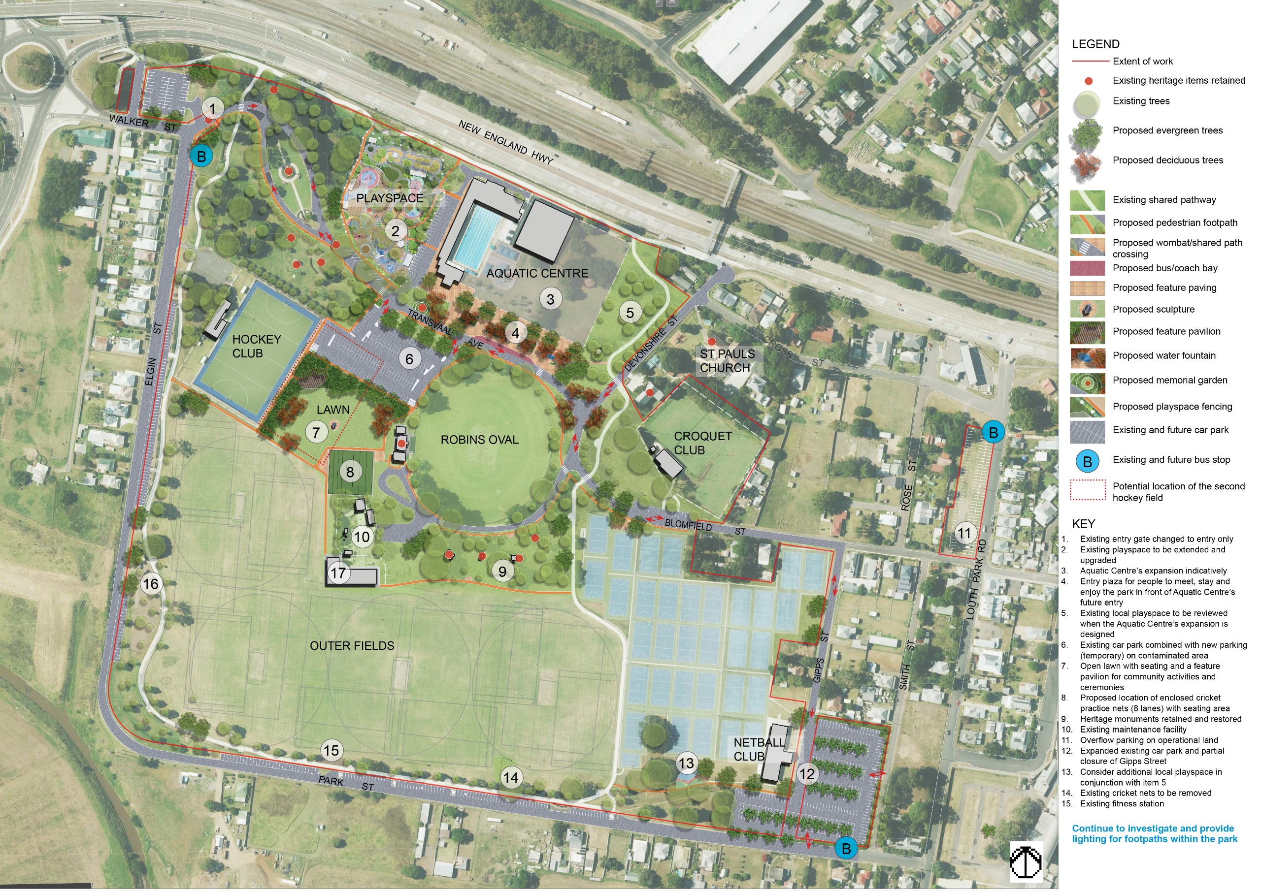 Updated concept design for the Maitland Park Master Plan